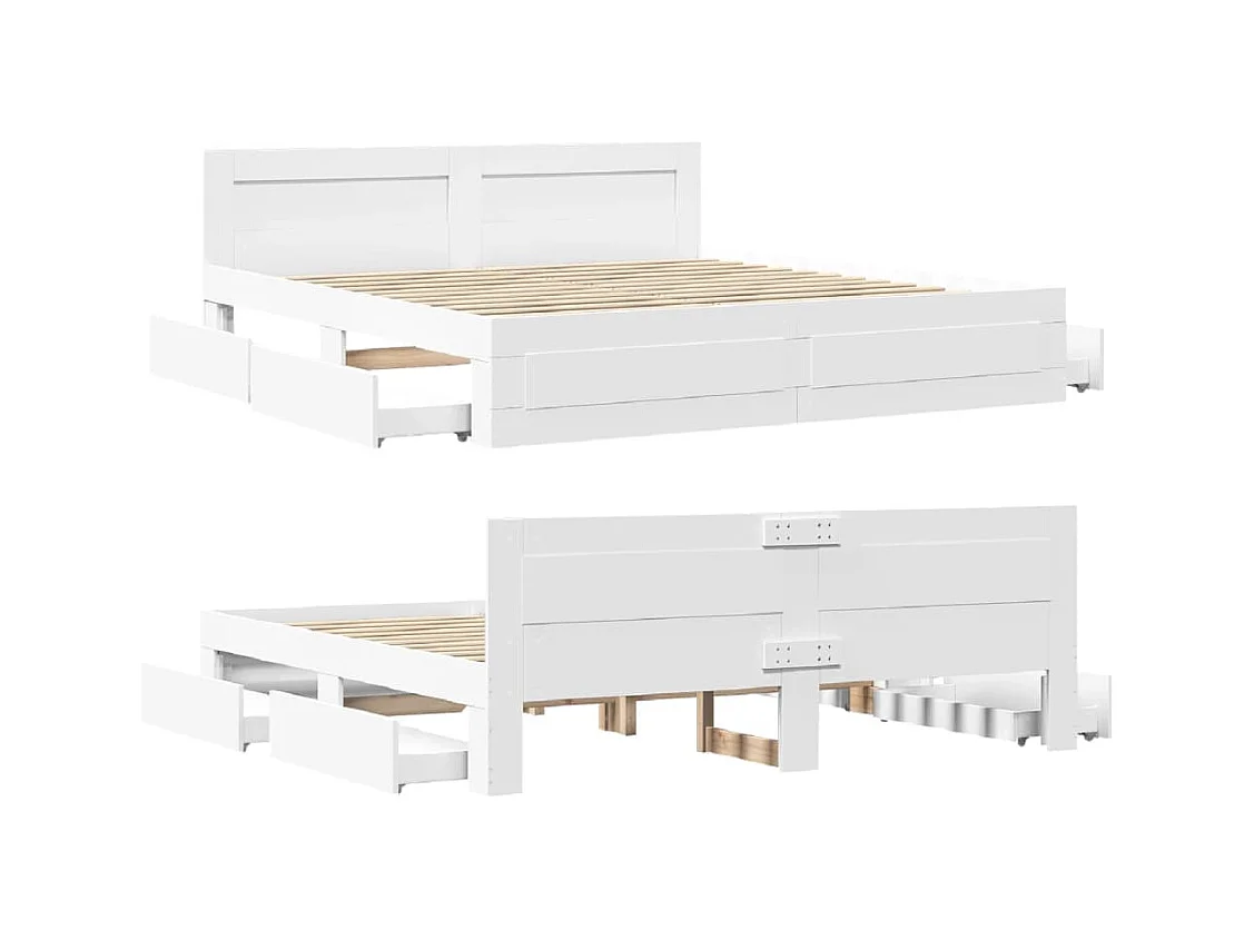 Bedframe met hoofdbord zonder matras wit 180x200 cm