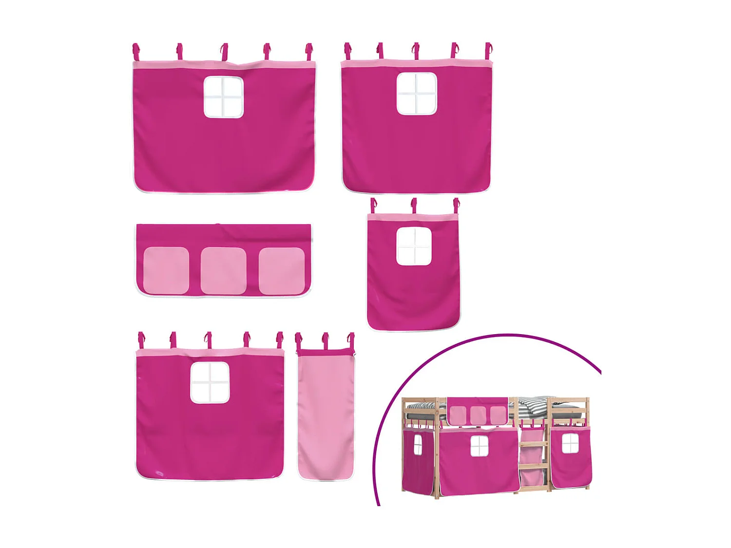 Stapelbed zonder matras roze 75x190 cm massief grenenhout