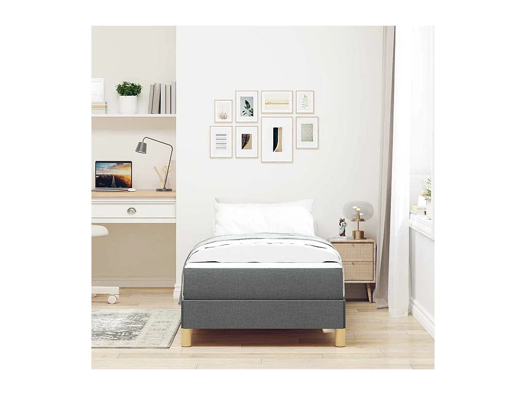 Letto a molle grigio scuro e marrone 100 x 200 cm