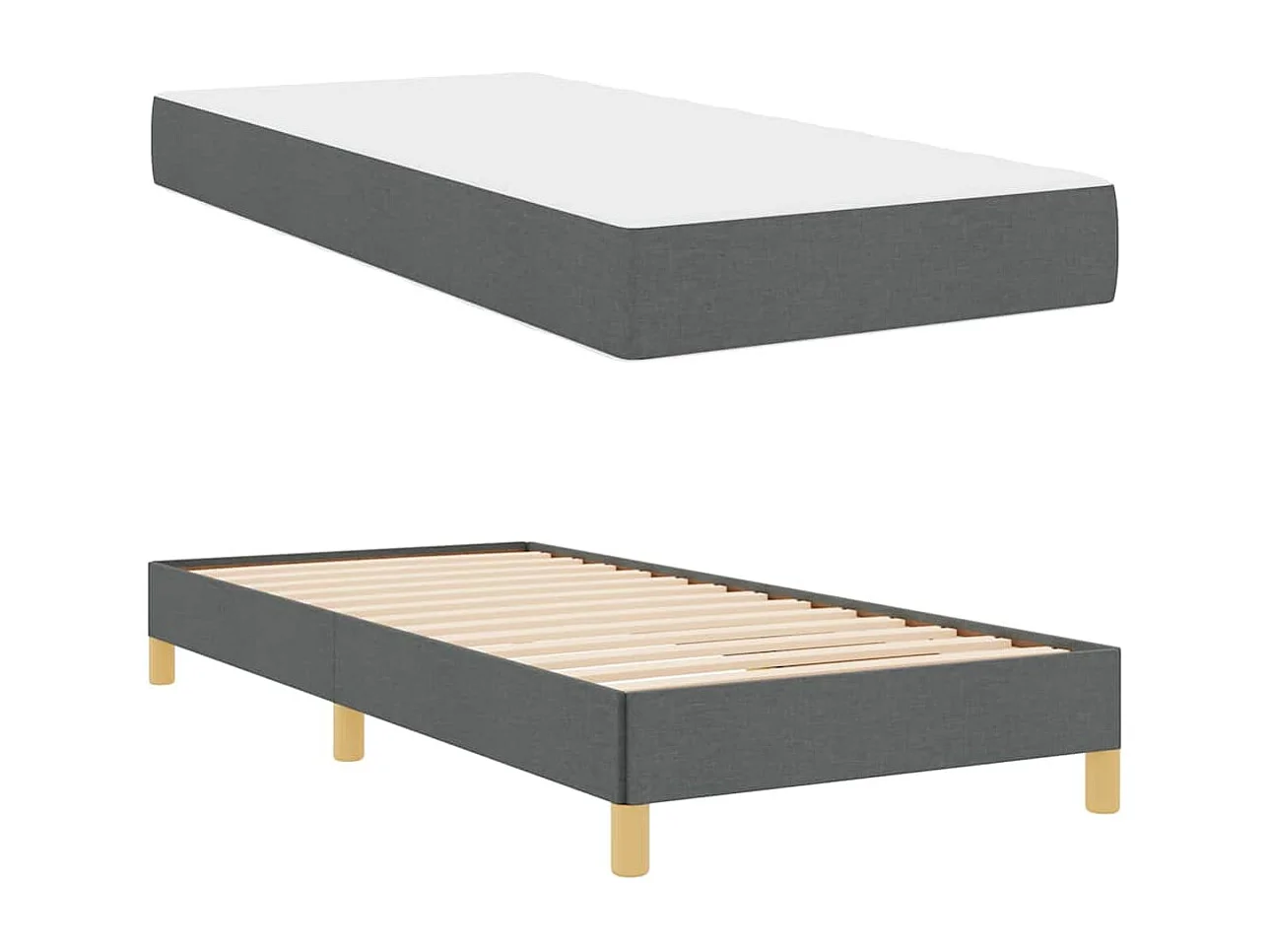 Letto a molle grigio scuro e marrone 100 x 200 cm