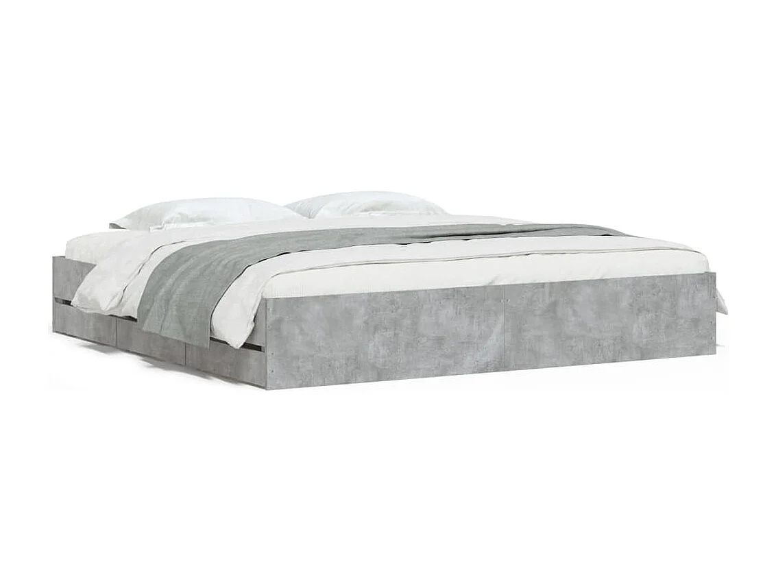Estructura de cama con cajones sin colchón gris hormigón 180x200 cm