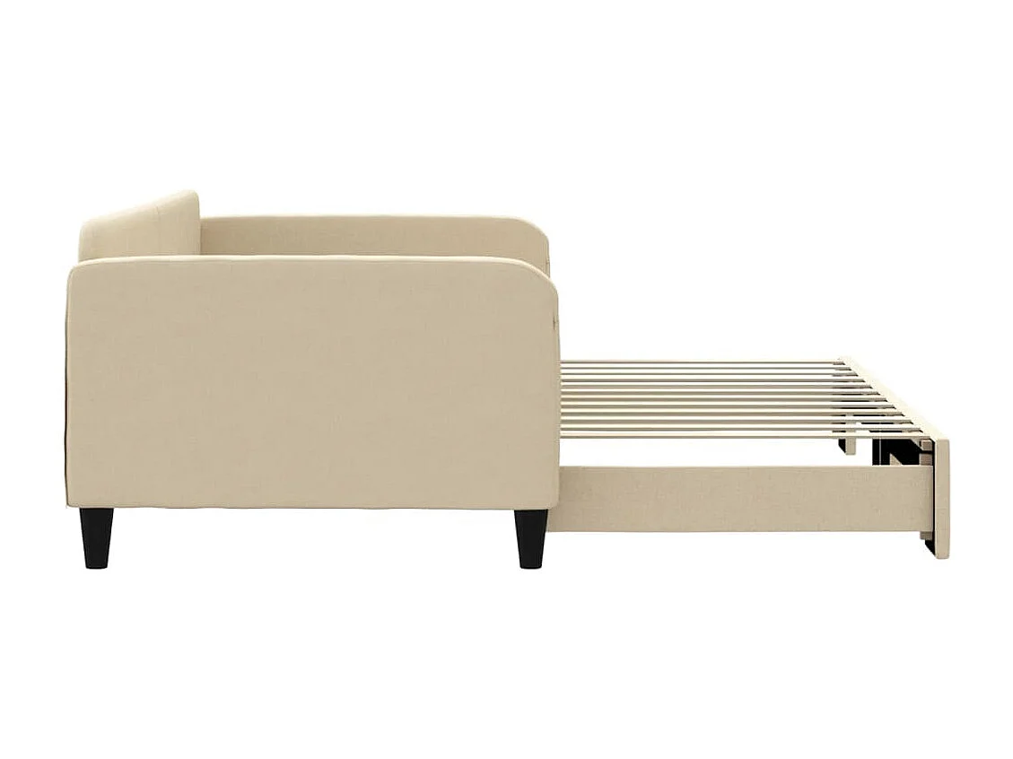 Divano letto con letto estraibile in tessuto crema 100x200 cm