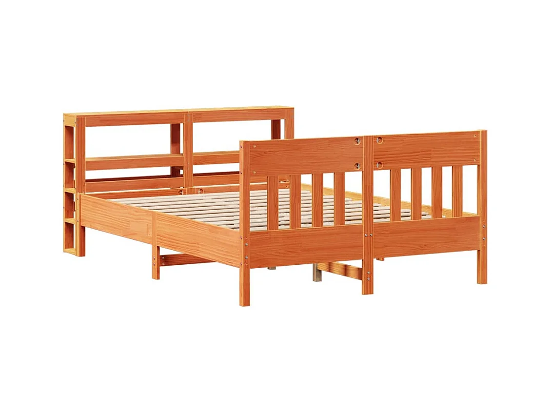 Cadre de lit sans matelas cire marron 120x200cm bois pin massif