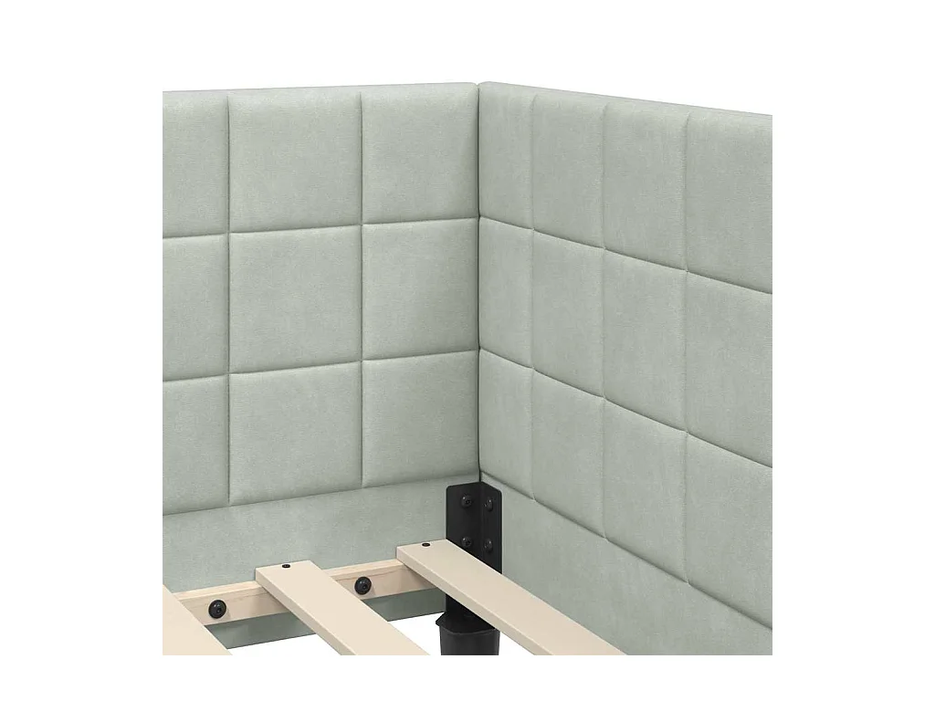 Struttura letto angolare grigio chiaro 90 x 190 cm velluto