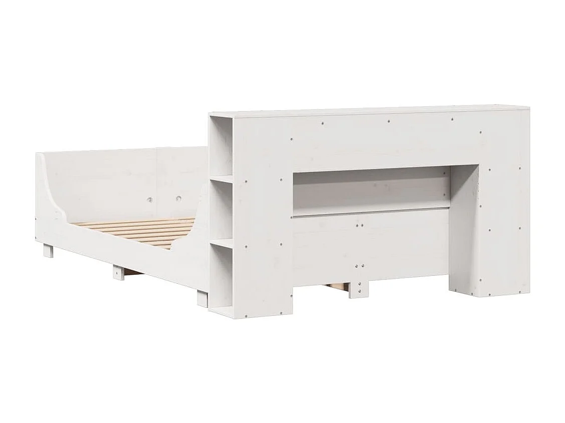 Struttura letto senza materasso bianco 135x190 cm in legno massello di pino
