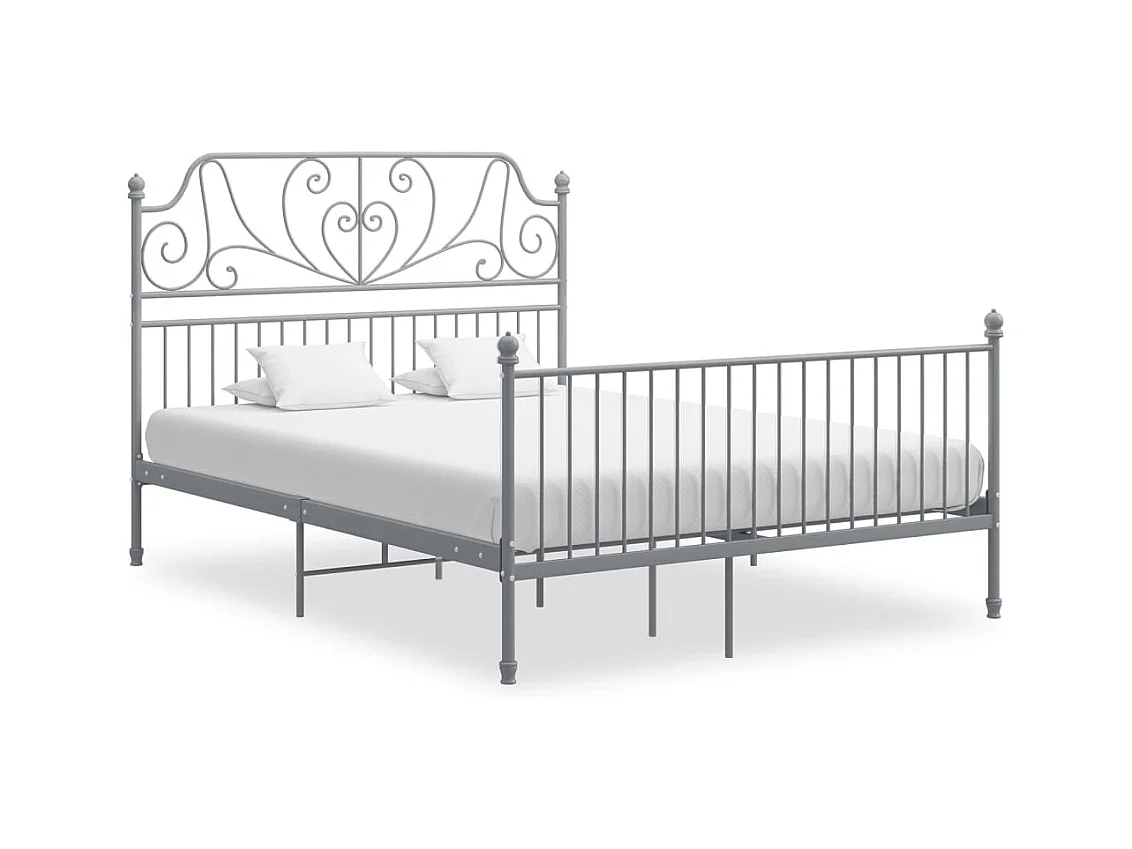 Cadre de lit sans matelas gris métal 140x200 cm