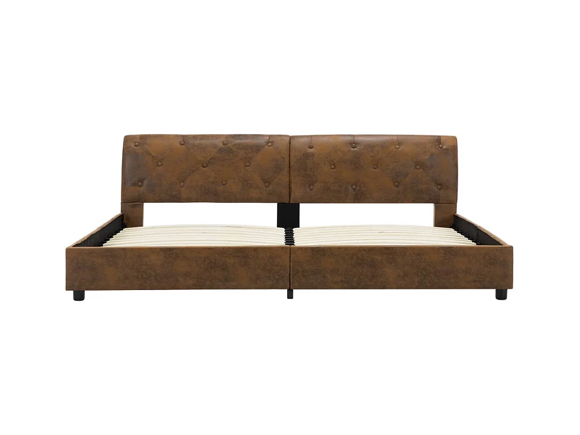 Cadre de lit sans matelas marron similicuir daim 180x200 cm