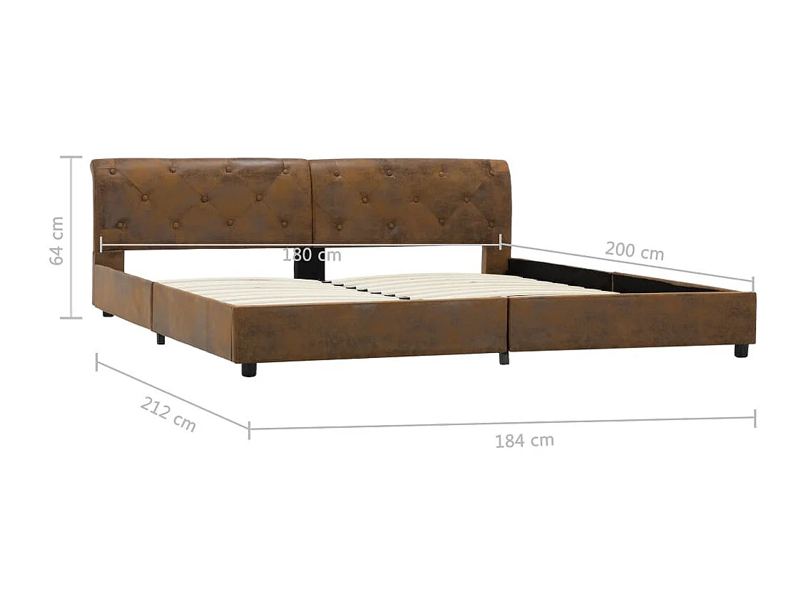 Cadre de lit sans matelas marron similicuir daim 180x200 cm