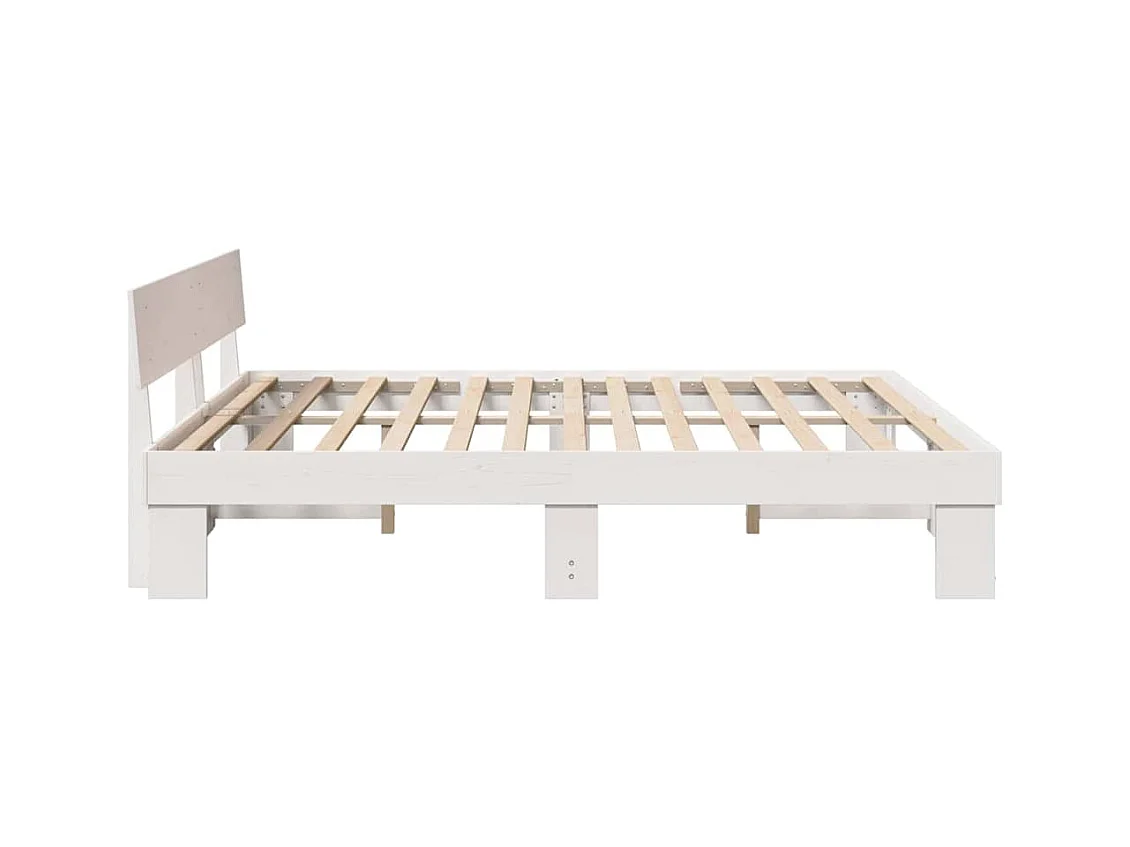 Struttura letto bianca 200 x 200 cm in legno massello di pino