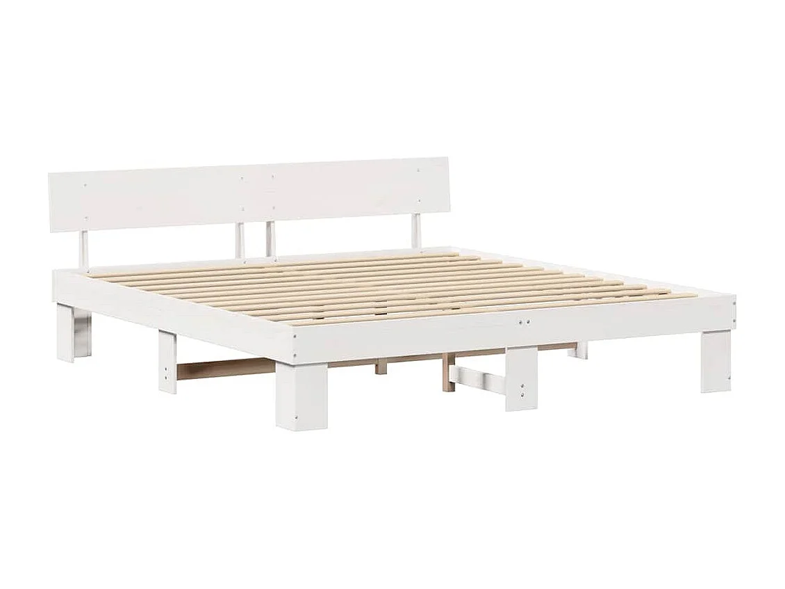Struttura letto bianca 200 x 200 cm in legno massello di pino