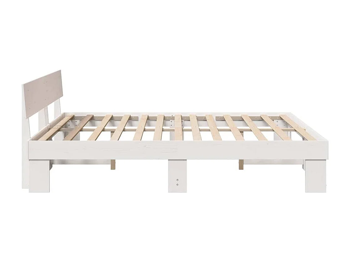 Struttura letto bianca 200 x 200 cm in legno massello di pino
