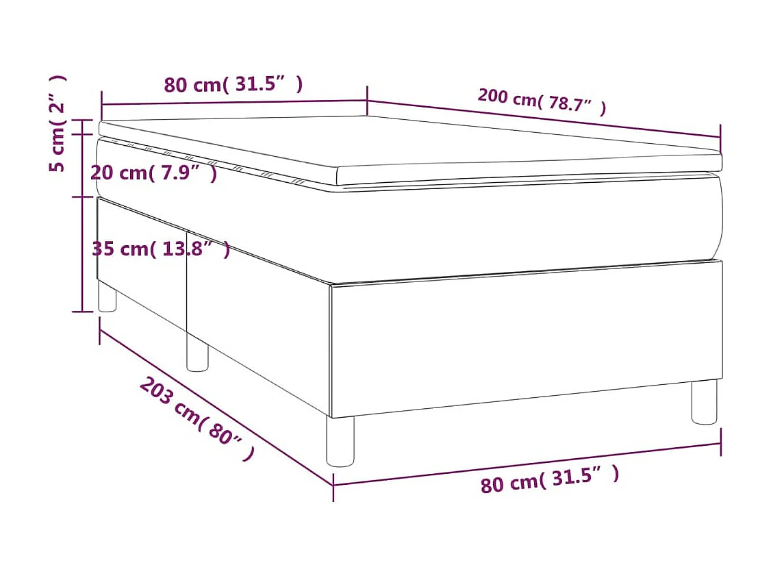 Lattenrost mit Matratze Dunkelgrau 80x200 cm Stoff