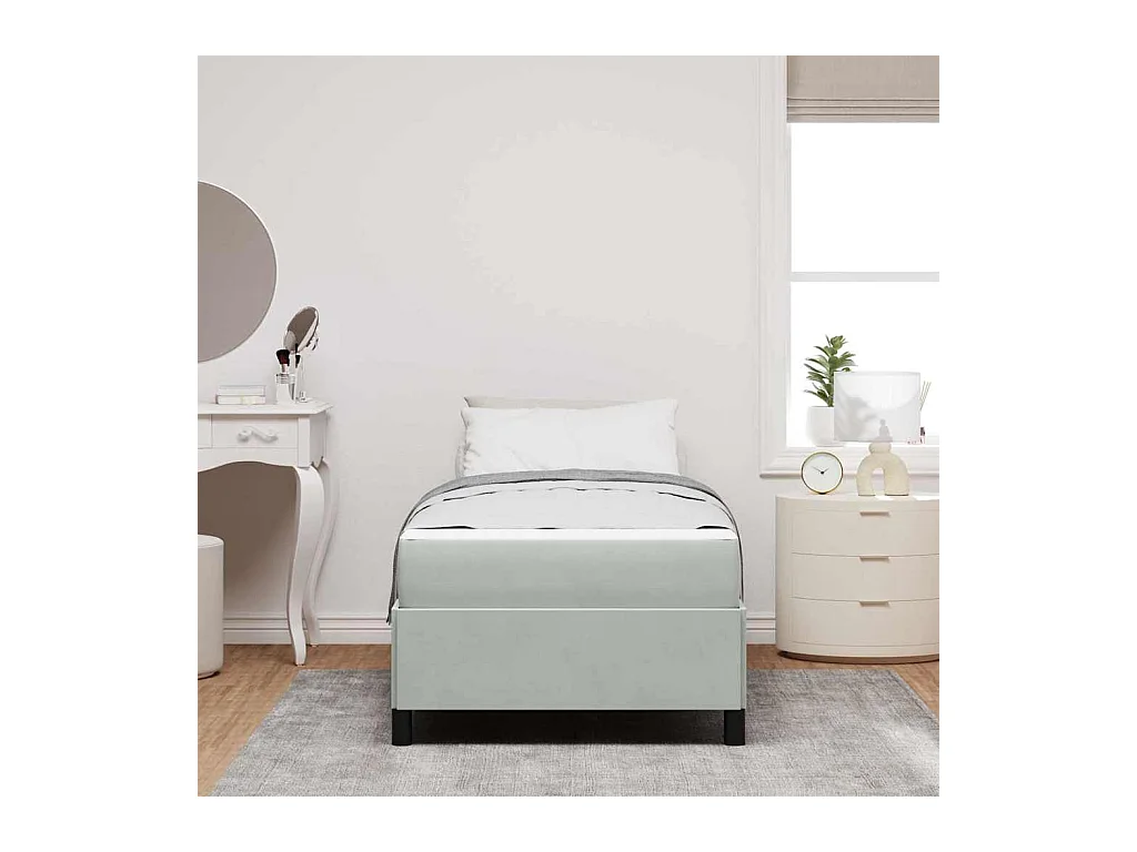 Struttura letto Grigio chiaro, grigio e bianco 100 x 200 cm Velluto