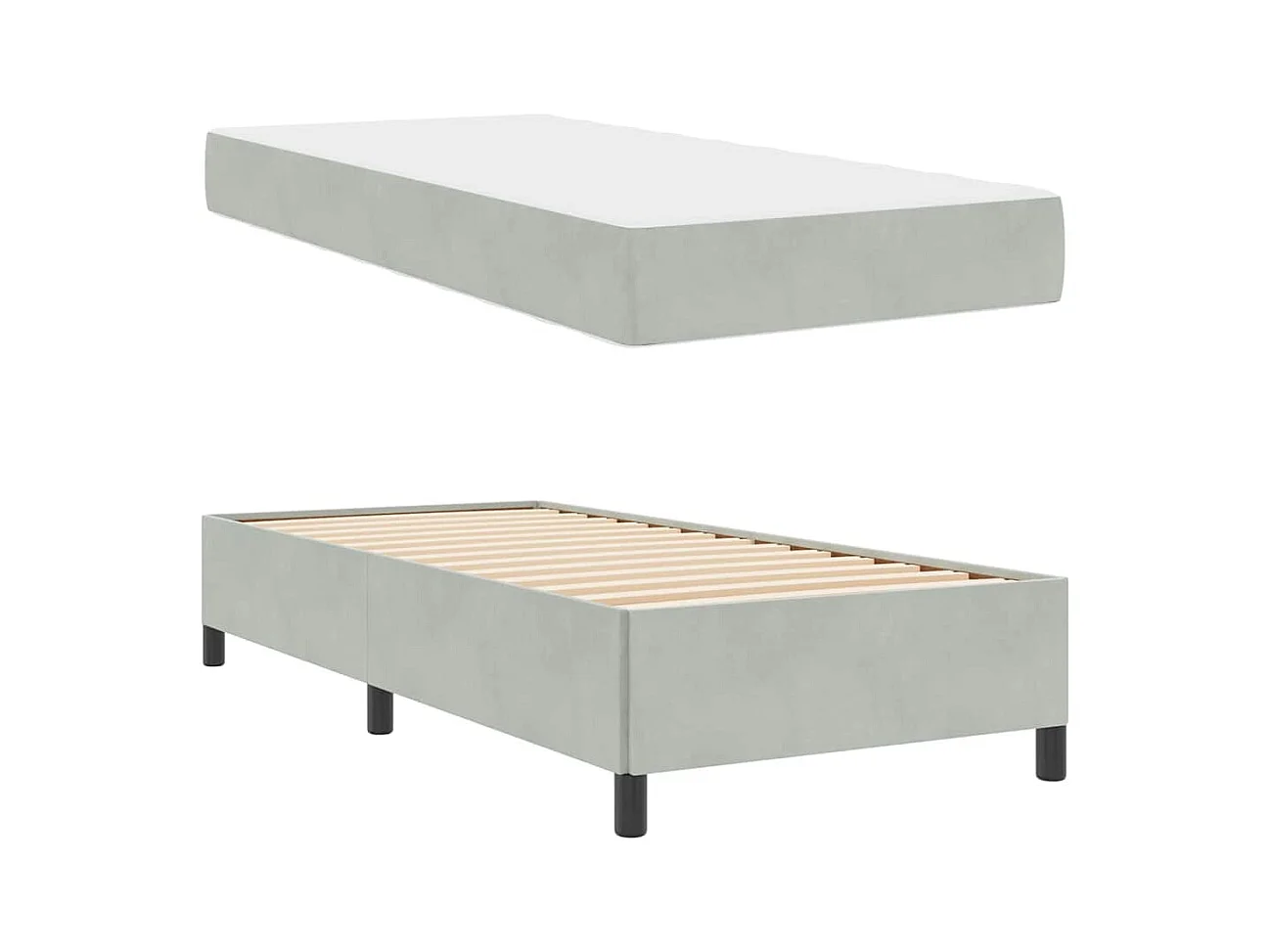 Struttura letto Grigio chiaro, grigio e bianco 100 x 200 cm Velluto