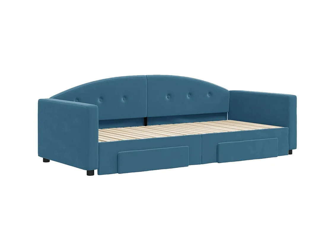 Dagbed met onderschuifbed en lades zonder matras blauw 90x200 cm