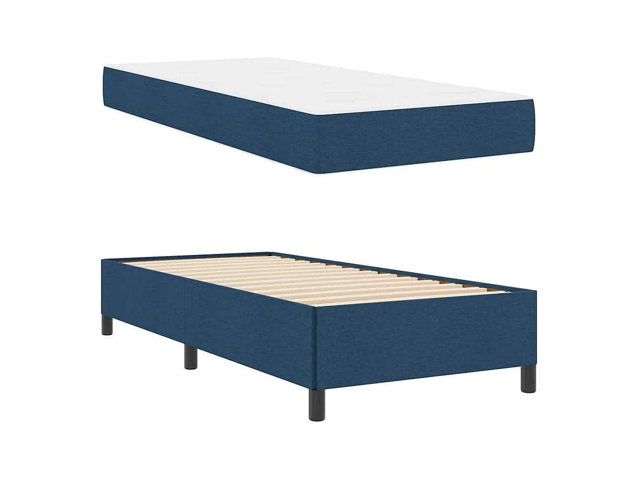 Lit à ressorts Bleu et Noir 100 x 200 cm