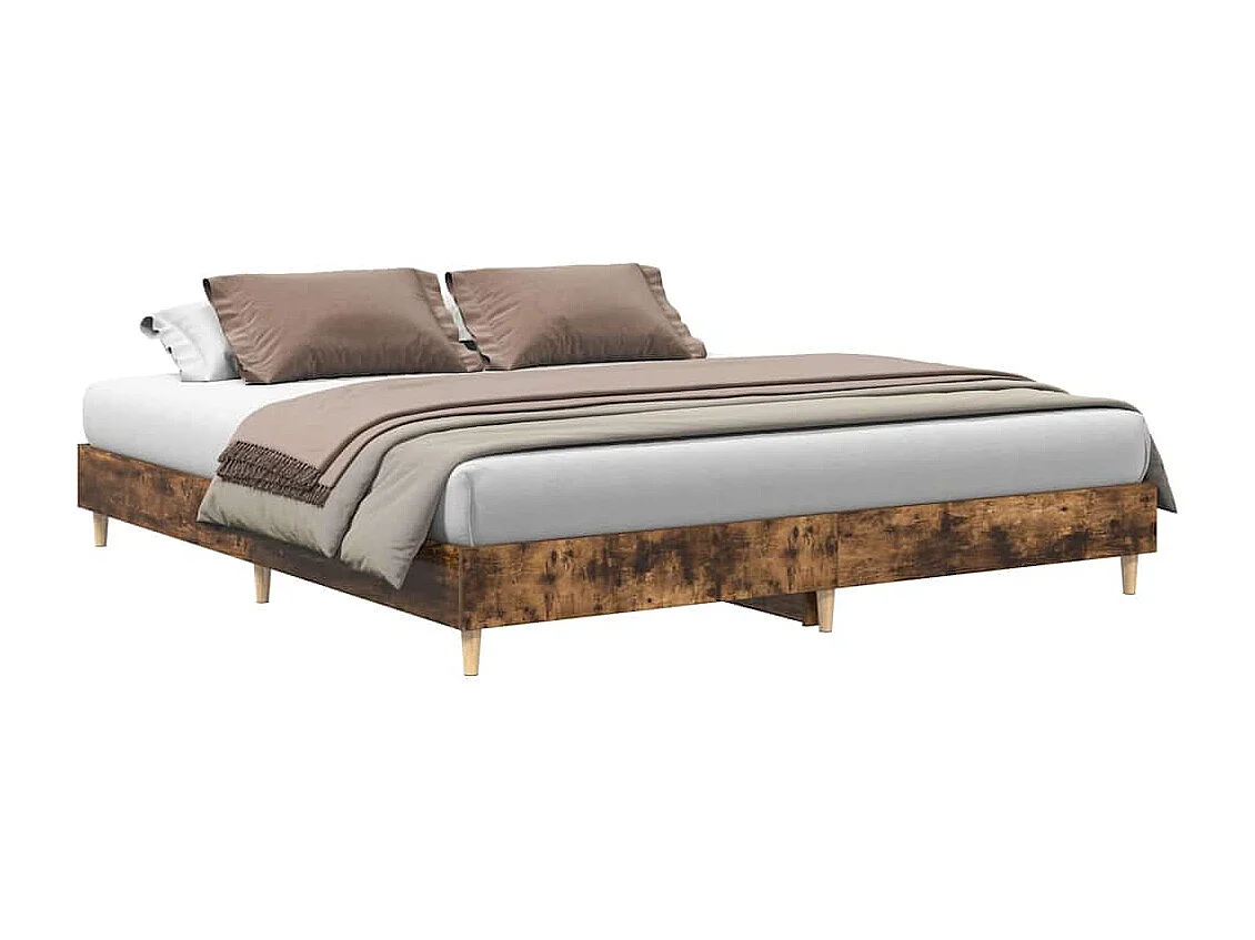 Cadre de lit sans matelas chêne fumé 200x200 cm bois ingénierie