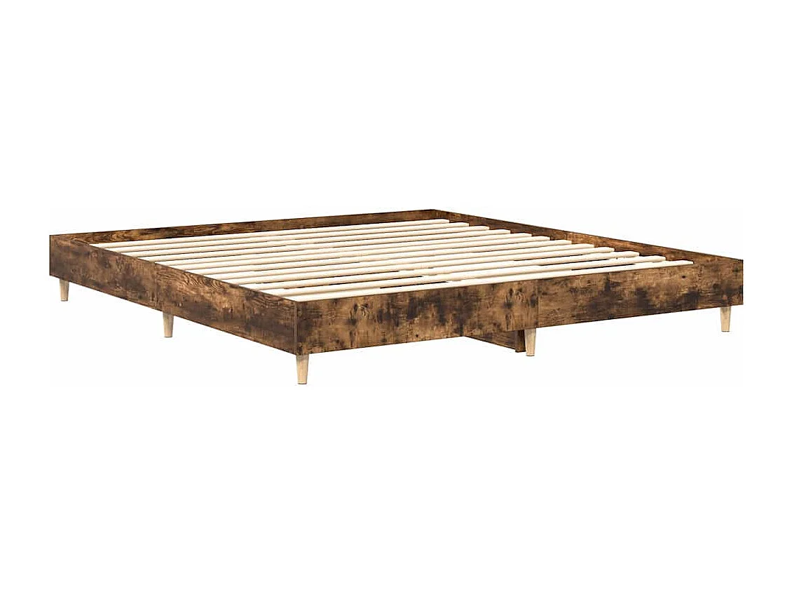 Cadre de lit sans matelas chêne fumé 200x200 cm bois ingénierie