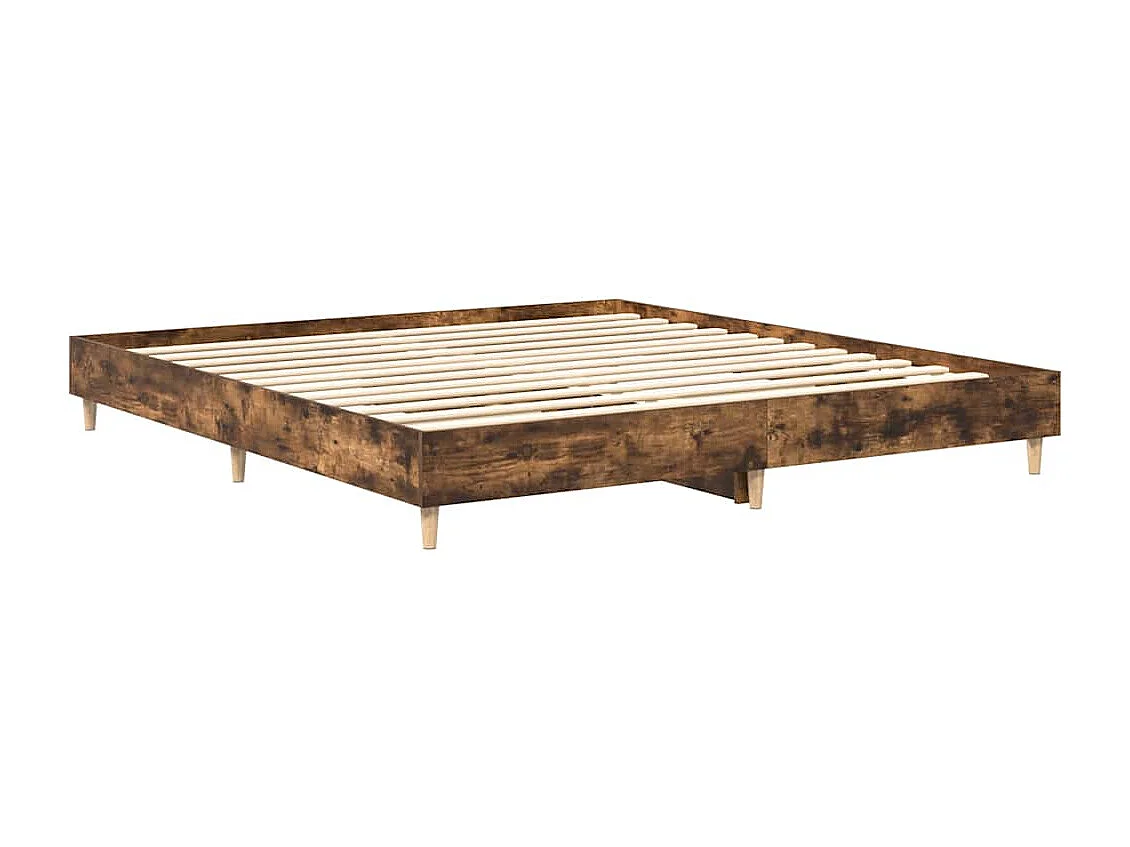 Cadre de lit sans matelas chêne fumé 200x200 cm bois ingénierie