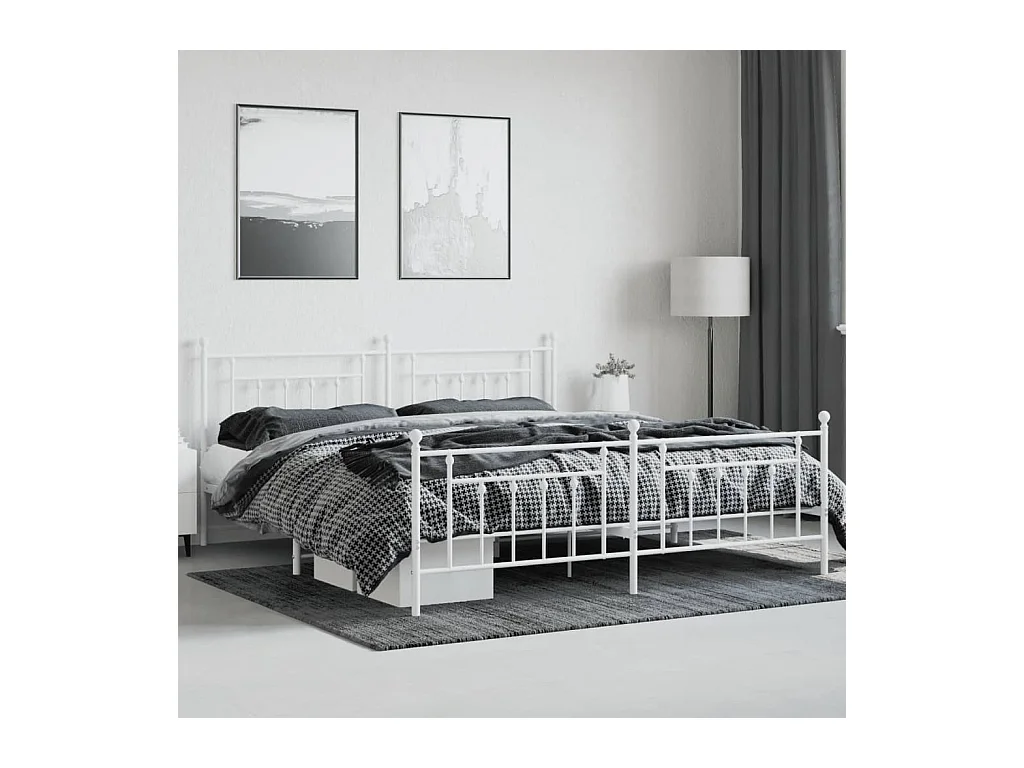 Metalen bedframe zonder matras en voeteneinde wit 200x200 cm