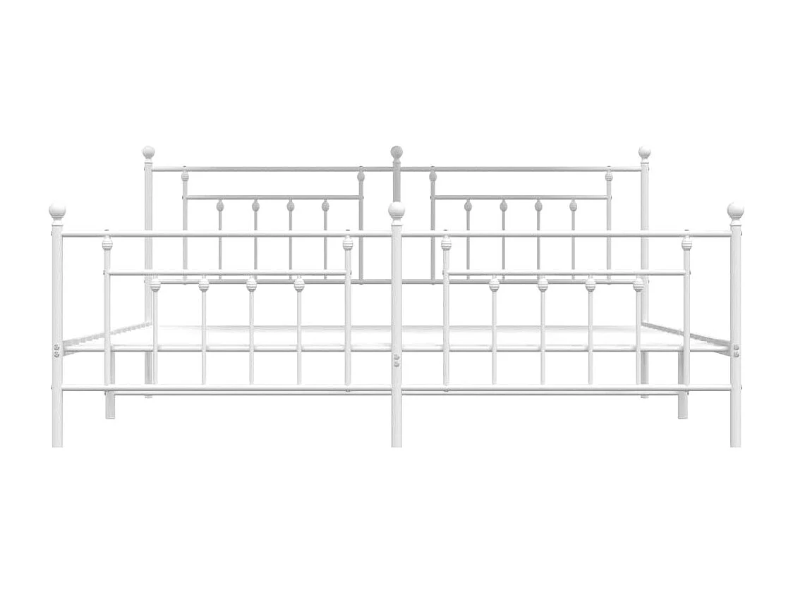 Cadre de lit métal sans matelas et pied de lit blanc 200x200 cm