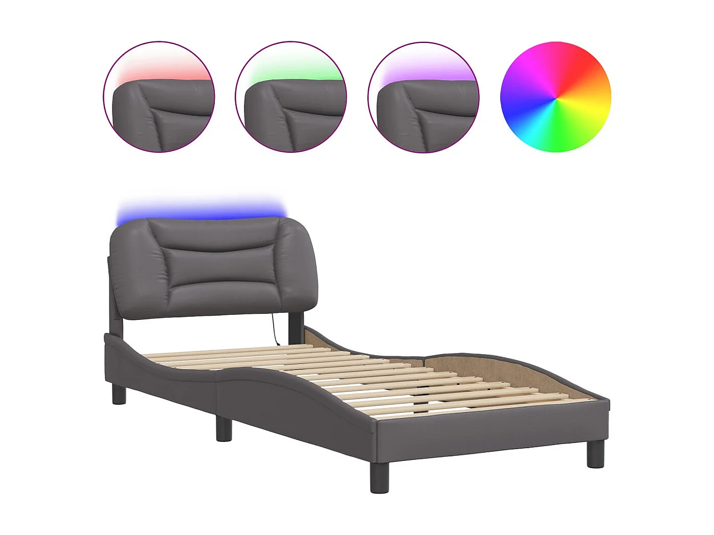 Struttura letto con LED senza materasso grigio 90x200 cm