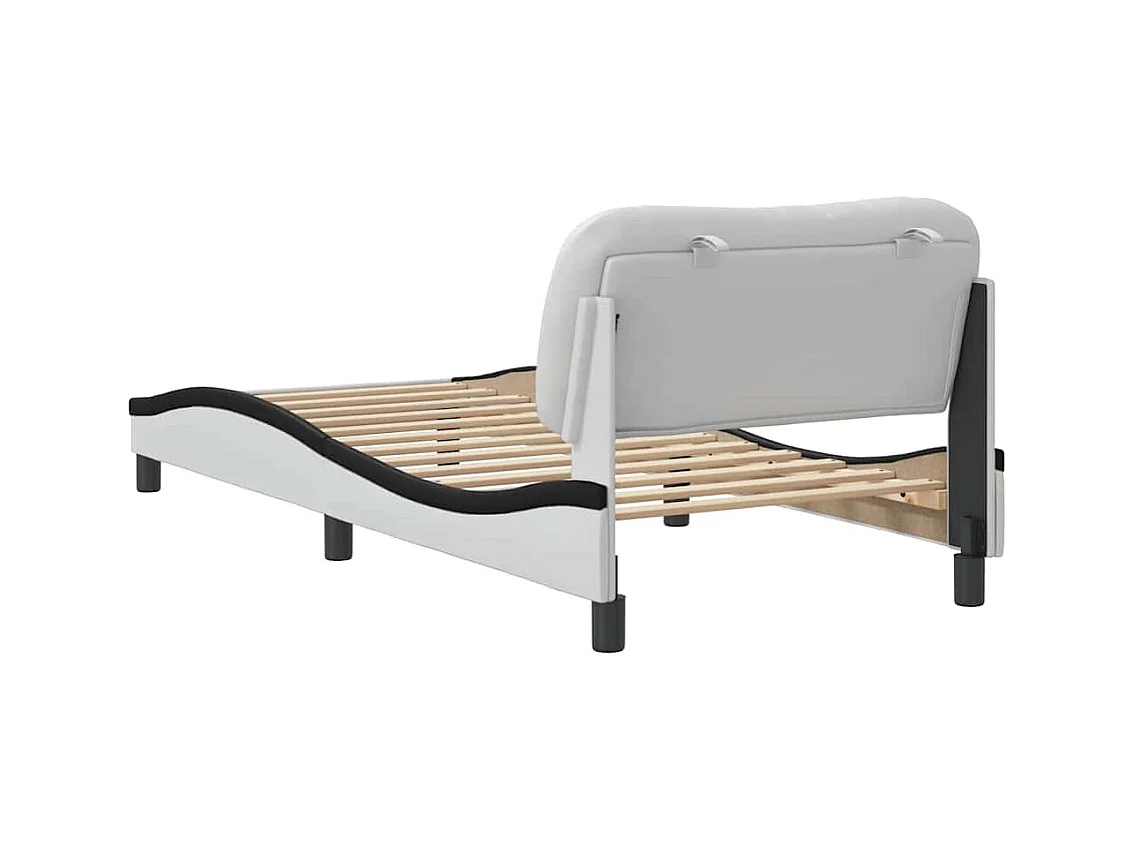 Bedframe zonder matras wit en zwart 90x190 cm kunstleer