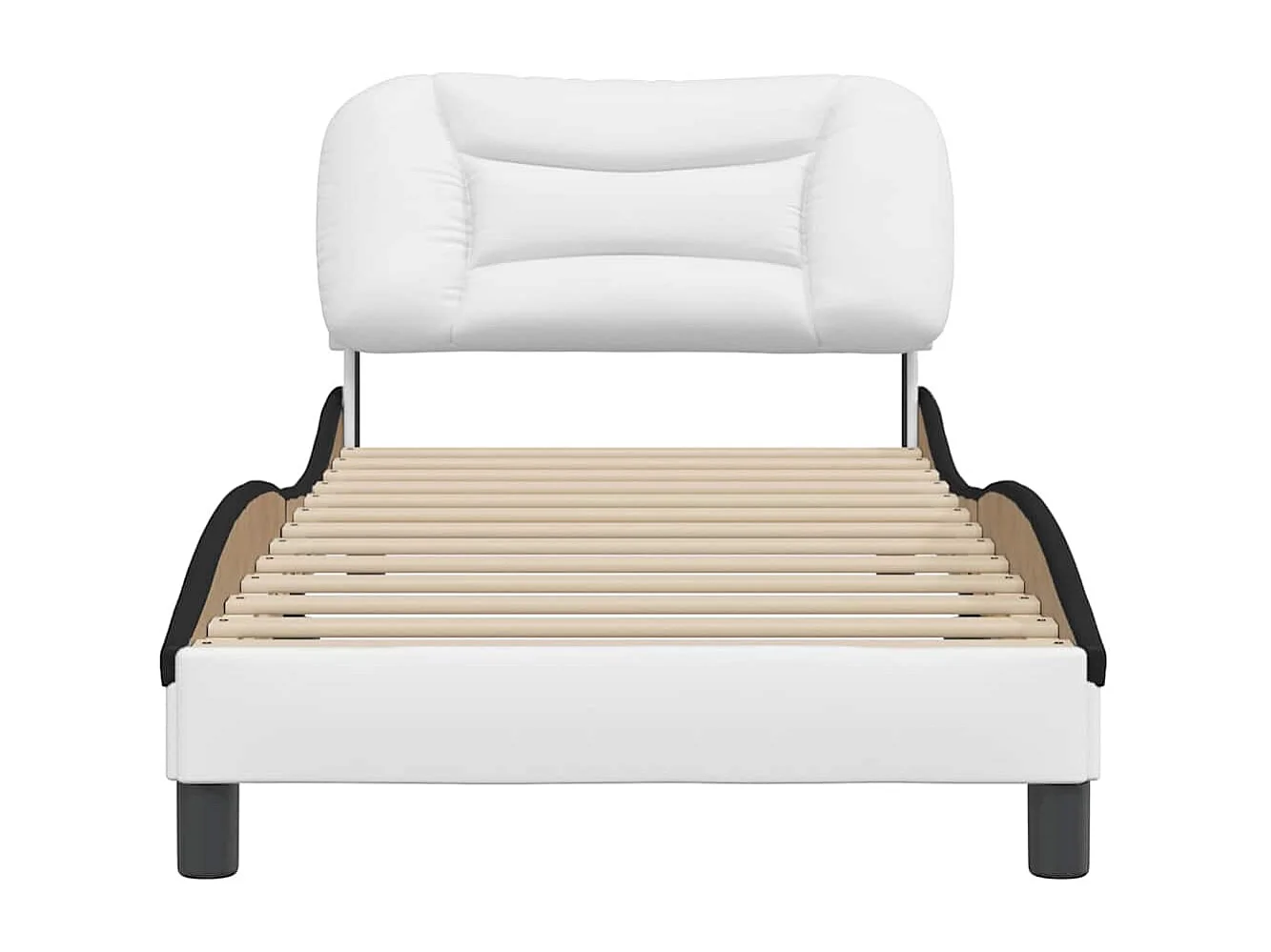 Estructura de cama sin colchón blanca y negra 90x190 cm símil piel