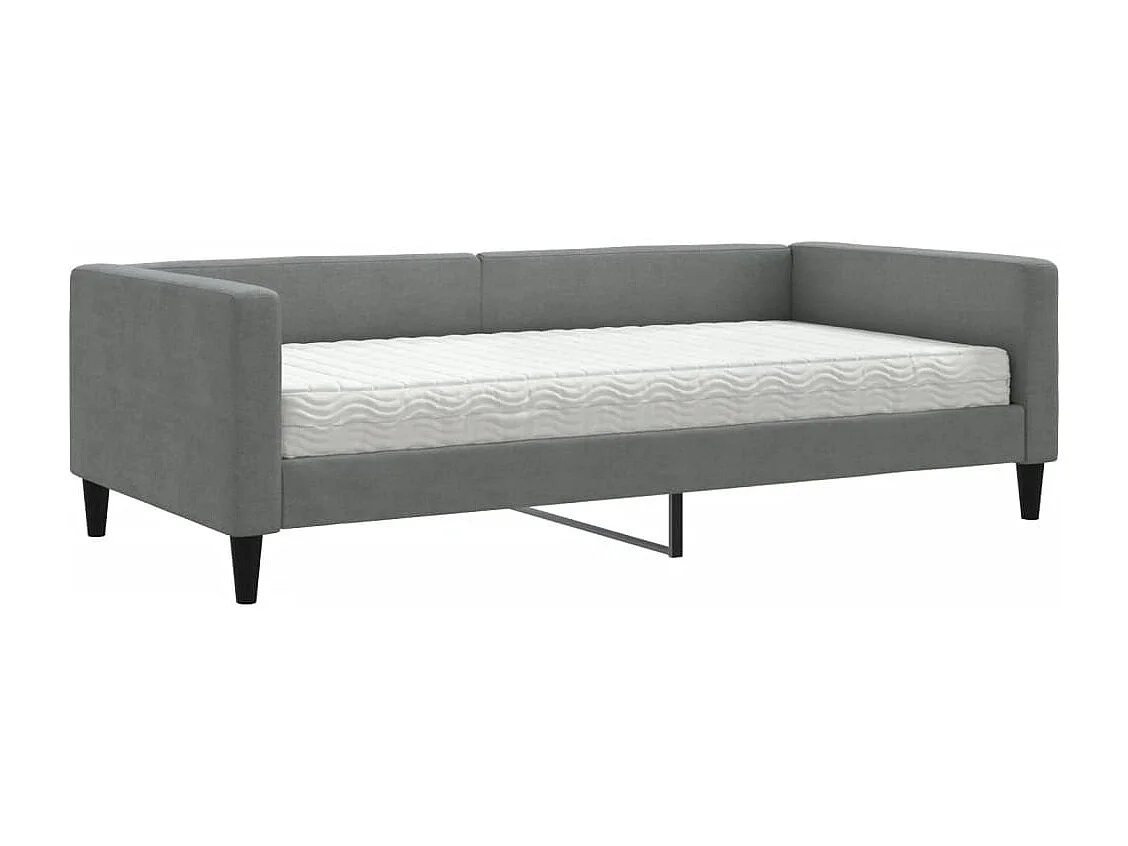 Lit de jour avec matelas gris foncé 100x200 cm tissu