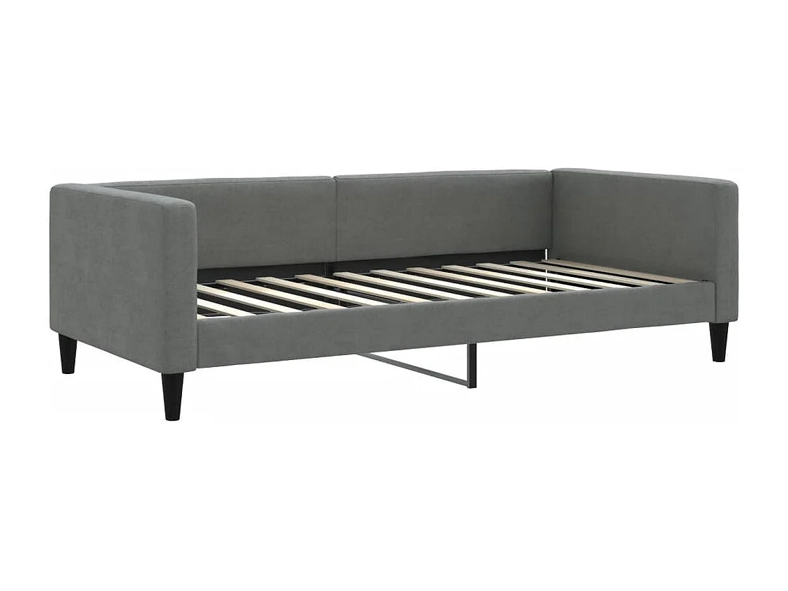 Lit de jour avec matelas gris foncé 100x200 cm tissu