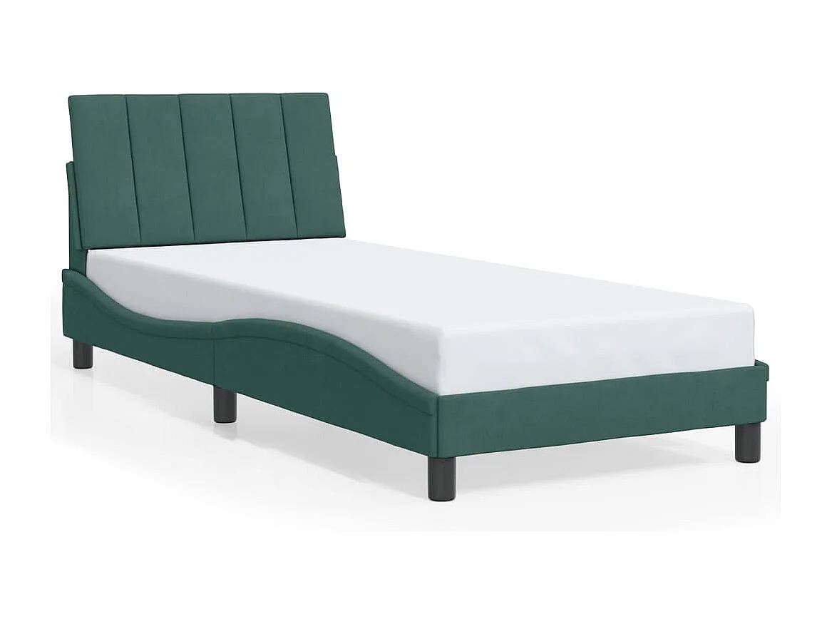 Struttura letto verde scuro senza materasso 90x200 cm velluto