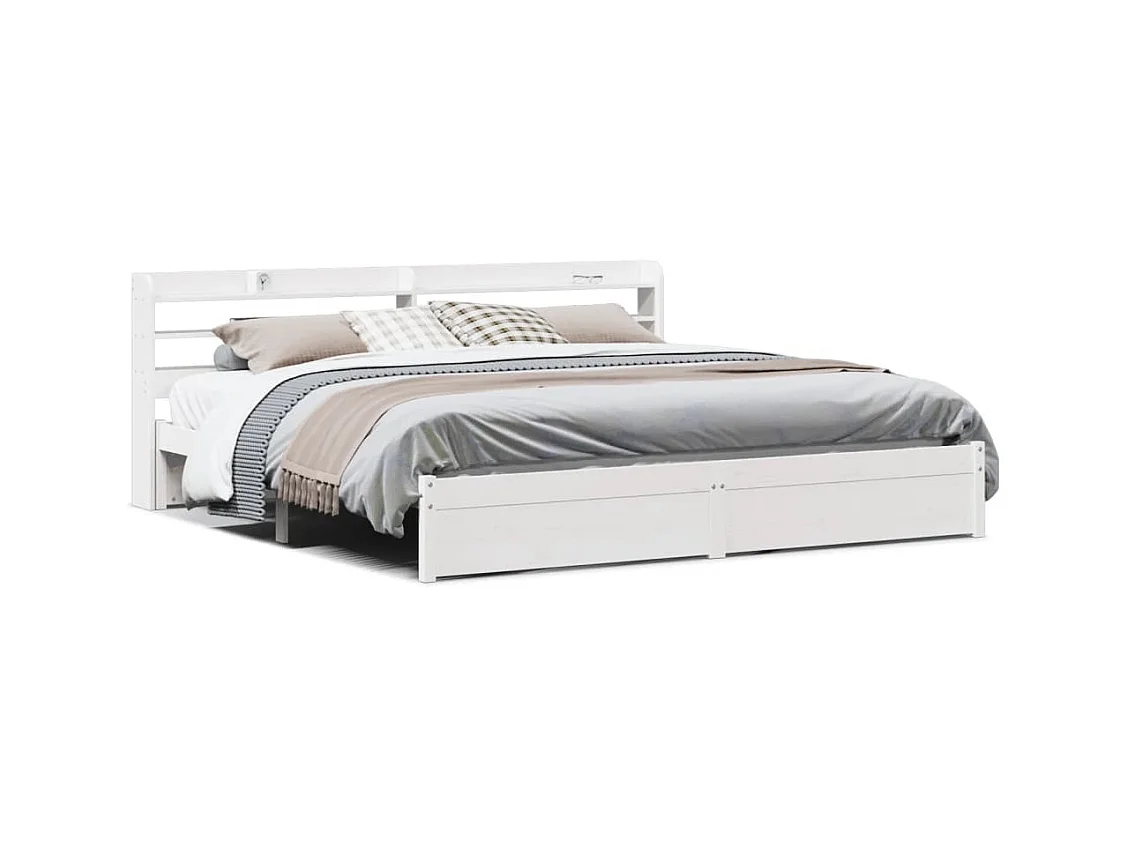 Estructura de cama con cabecero sin colchón blanco 180x200 cm