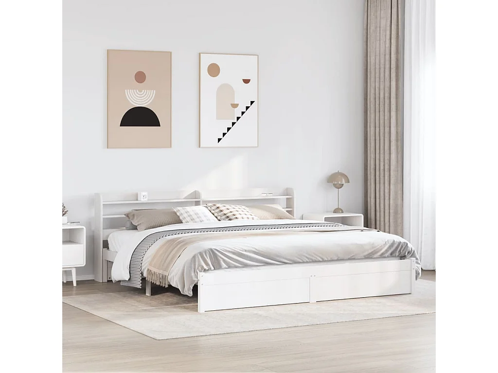 Struttura letto con testiera senza materasso bianco 180x200 cm
