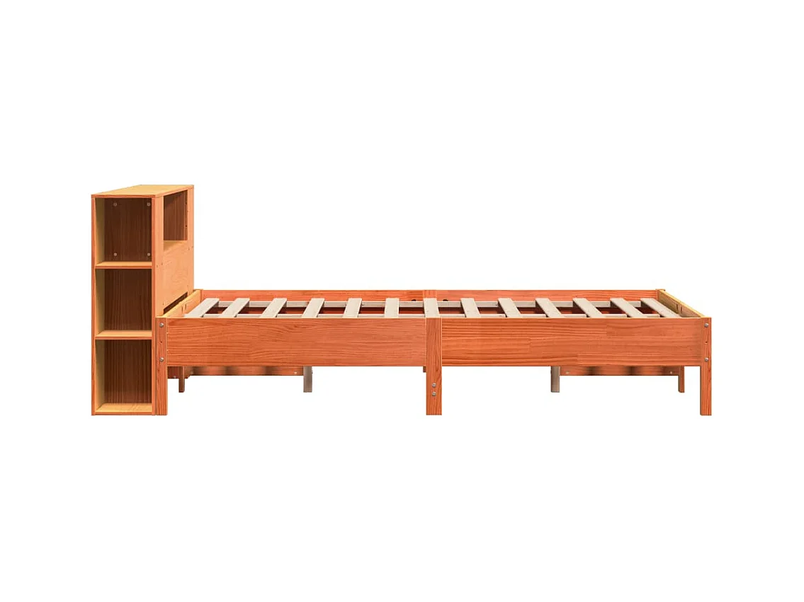 Regalbett ohne Matratze, braun gewachst, 160x200 cm, Kiefer massiv