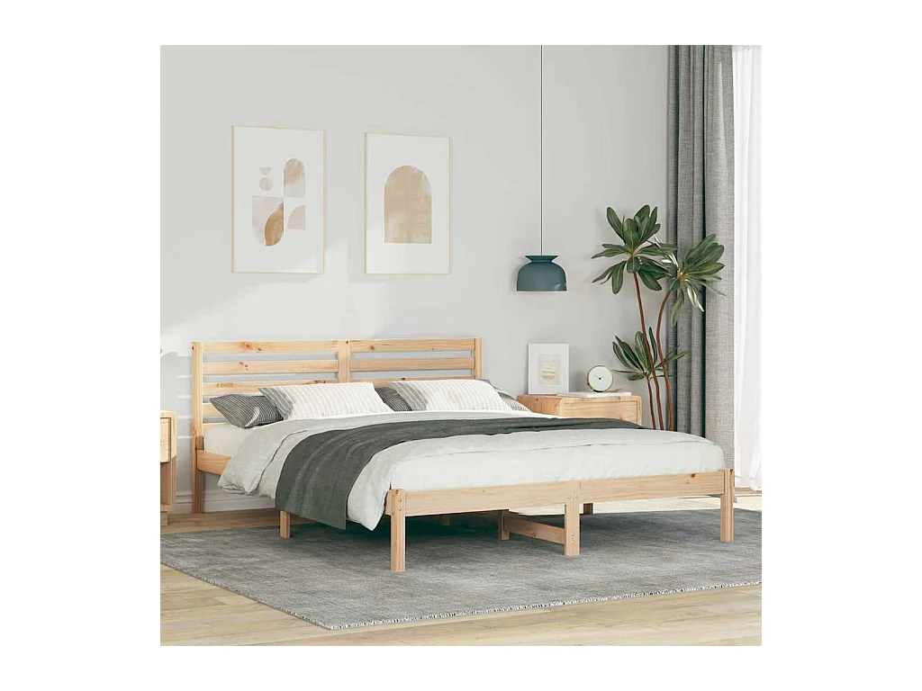 Struttura letto marrone 160 x 200 cm in legno massello di pino