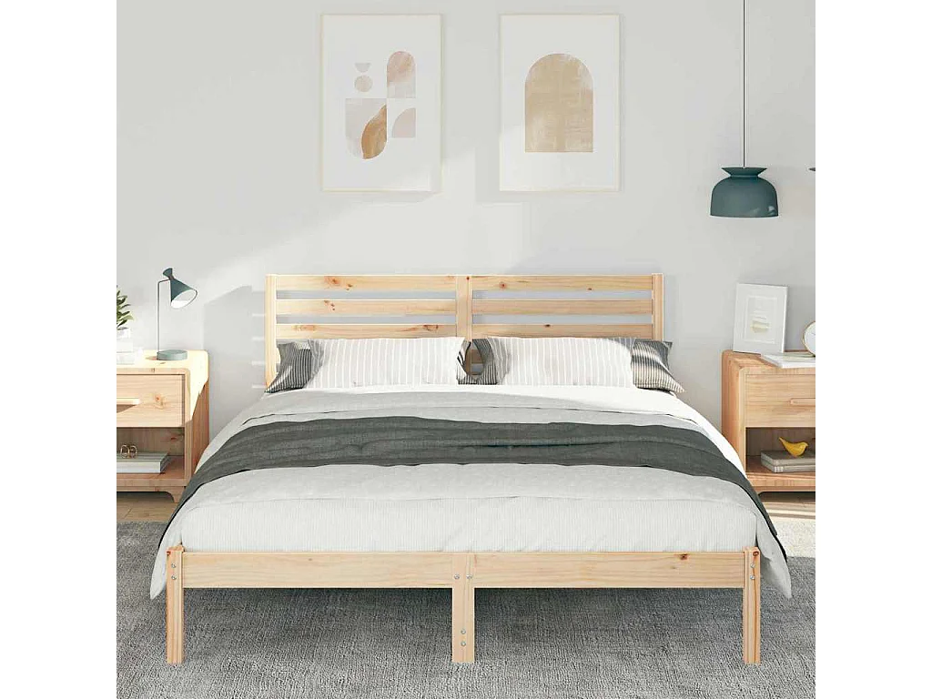 Bettgestell 160 x 200 cm, Kiefer massiv, Braun
