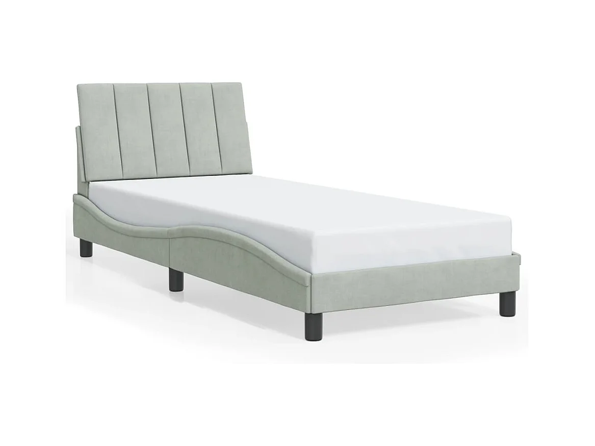 Cadre de lit avec LED sans matelas gris clair 90x190 cm velours