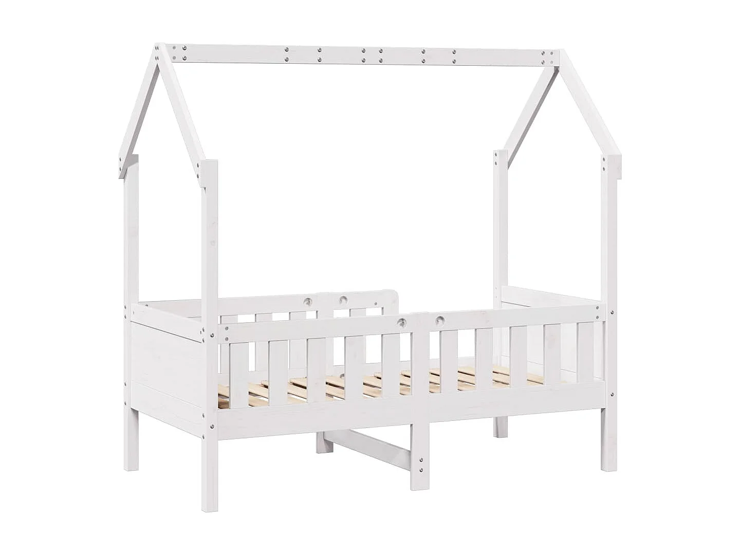 Struttura letto per bambini a forma di casa senza materasso in pino