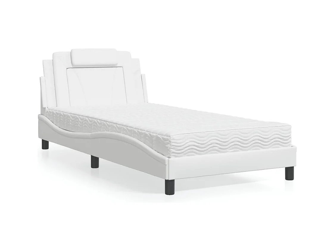 Letto con materasso bianco 100x200 cm in similpelle