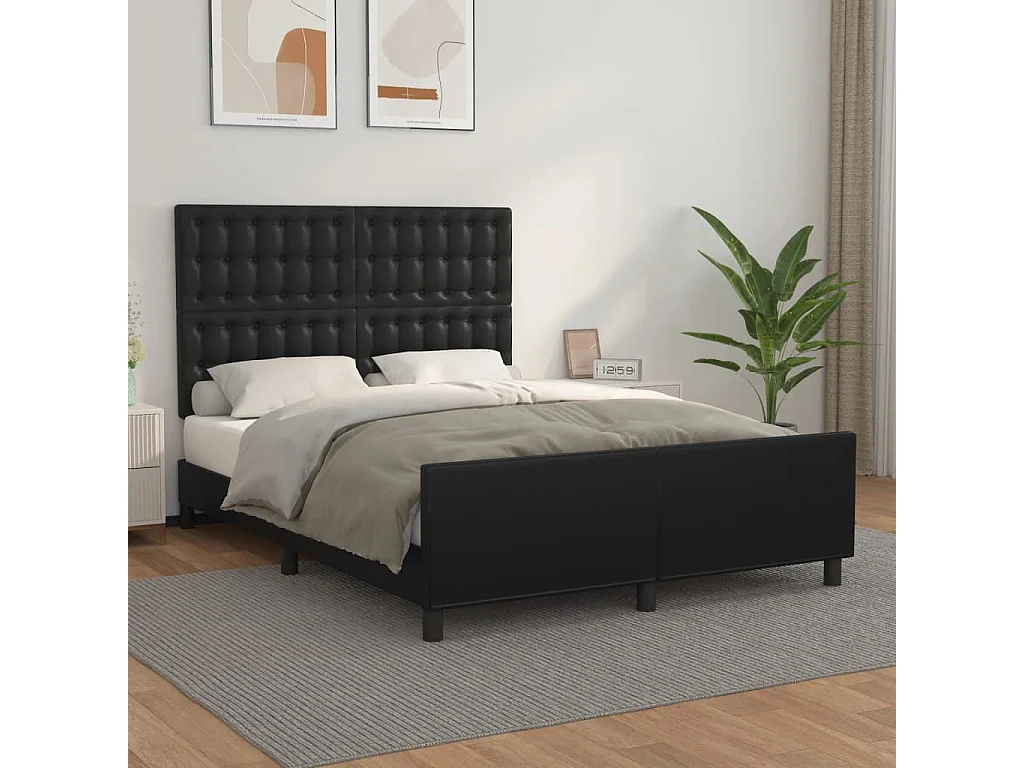 Cadre de lit sans matelas noir 140x190 cm similicuir