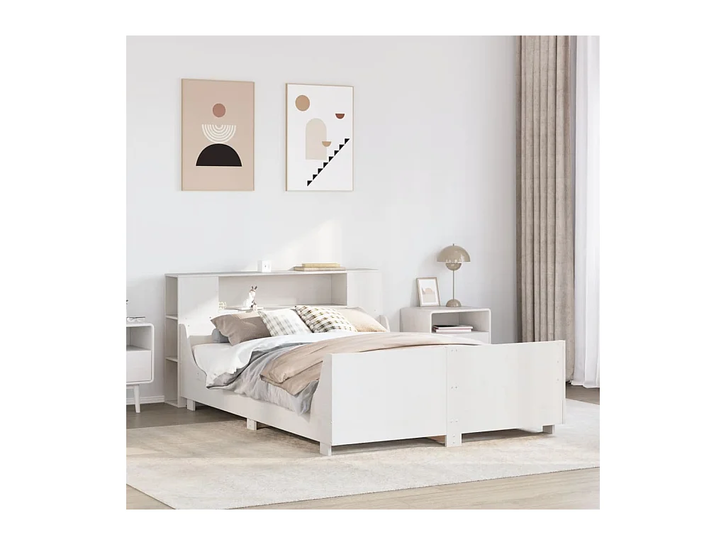 Bedframe zonder matras wit 120x190 cm massief grenenhout