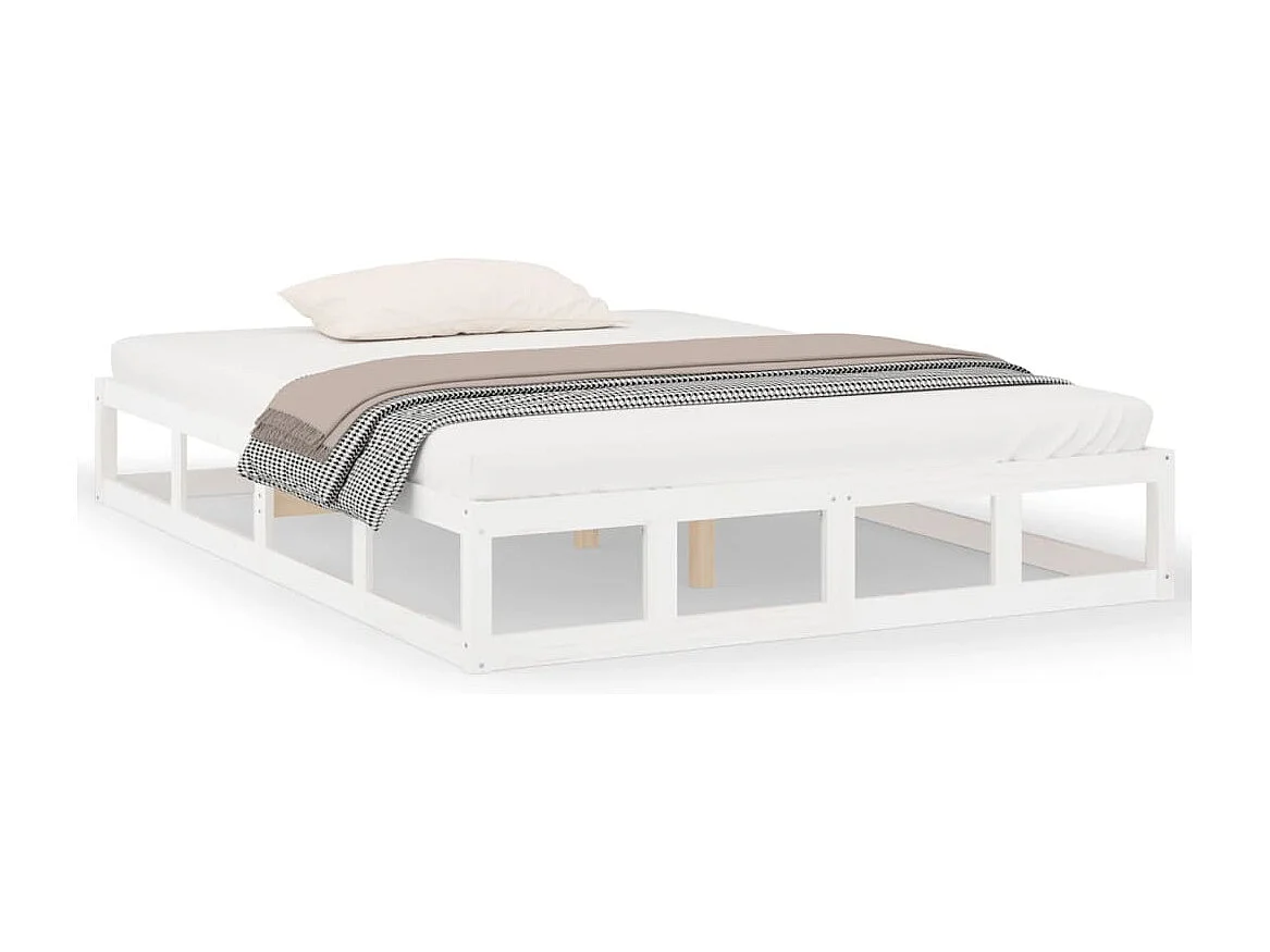 Cadre de lit sans matelas blanc 140x190 cm bois massif