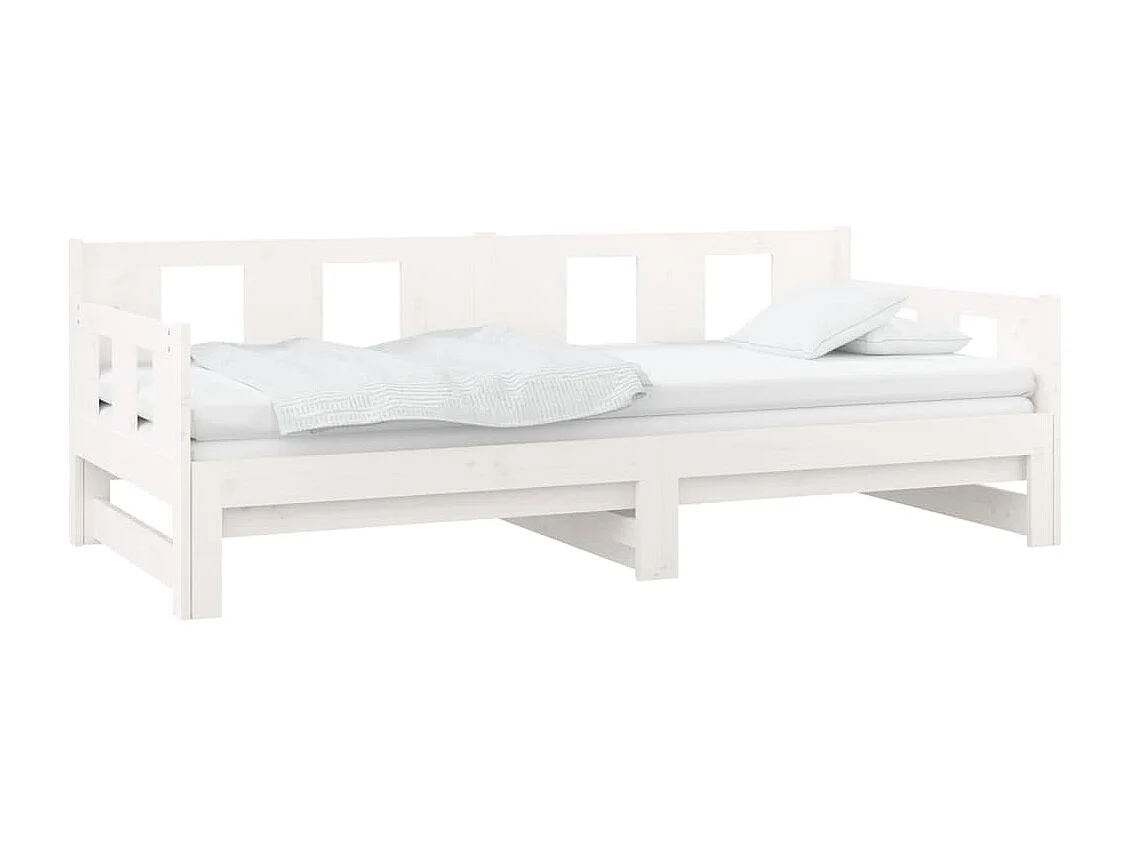 Lit coulissant sans matelas blanc 2x(80x200)cm