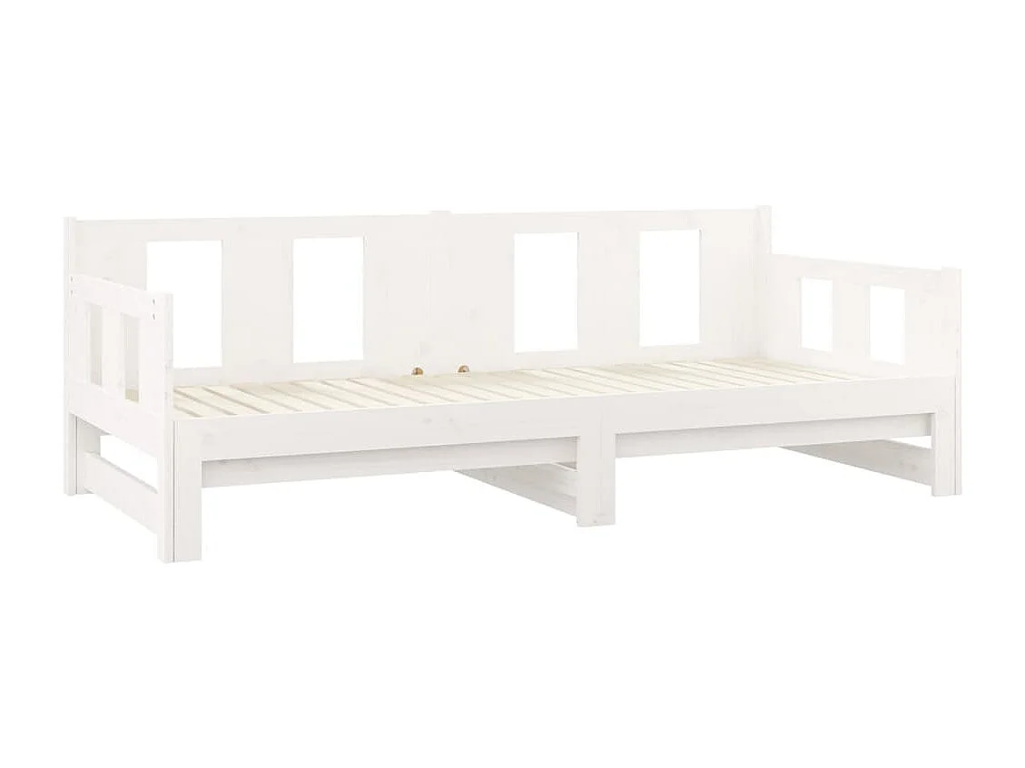 Lit coulissant sans matelas blanc 2x(80x200)cm