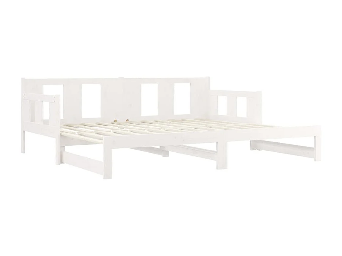 Lit coulissant sans matelas blanc 2x(80x200)cm