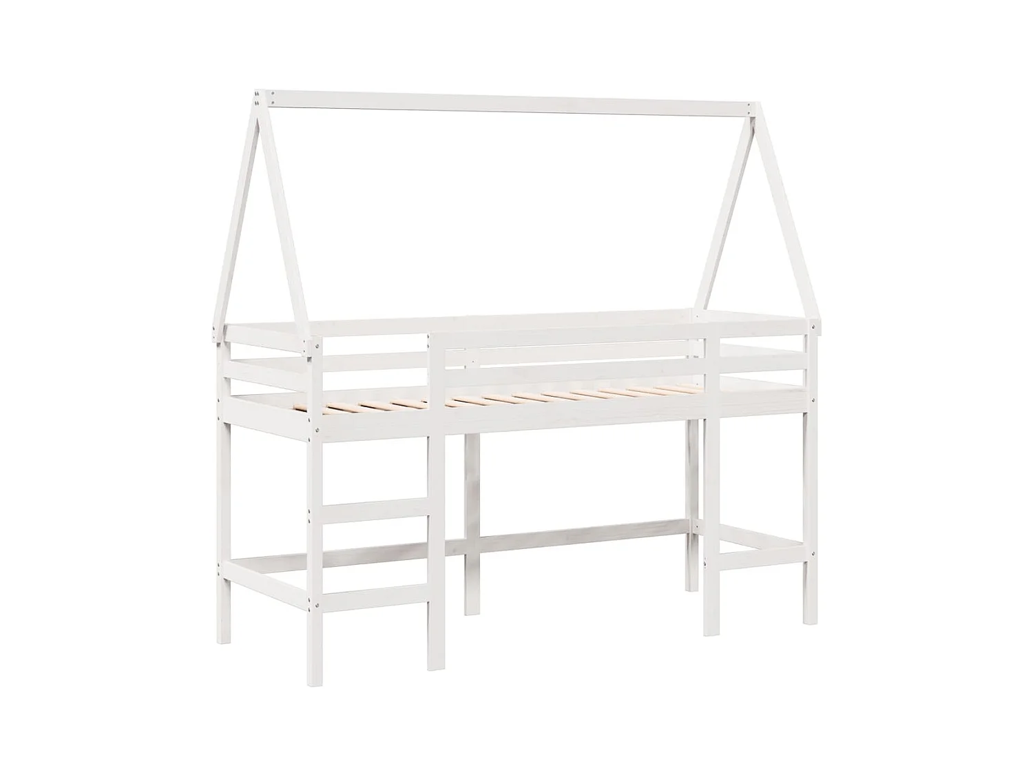 Litera con escalera y techo sin colchón blanca 90x190 cm
