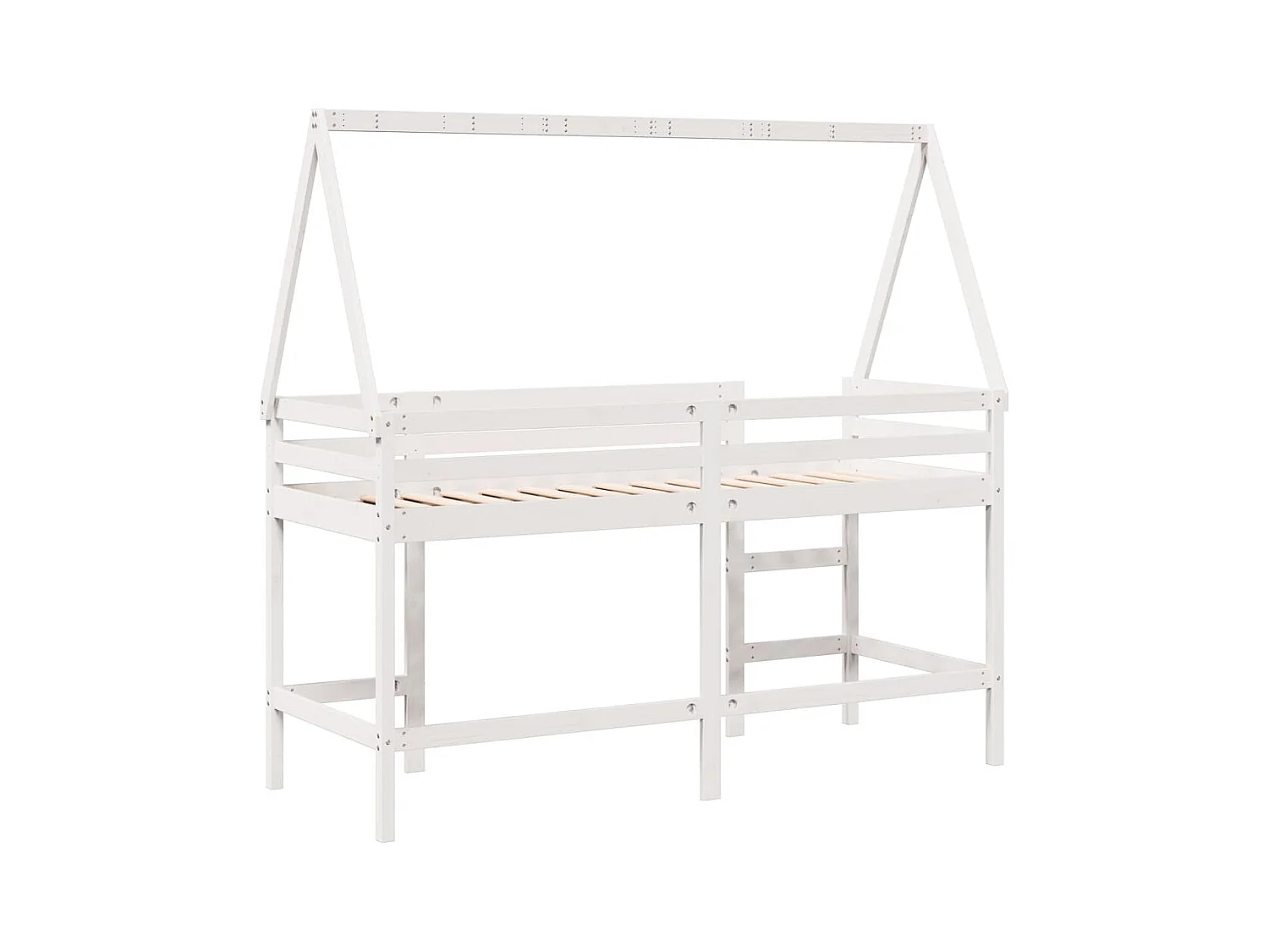 Litera con escalera y techo sin colchón blanca 90x190 cm