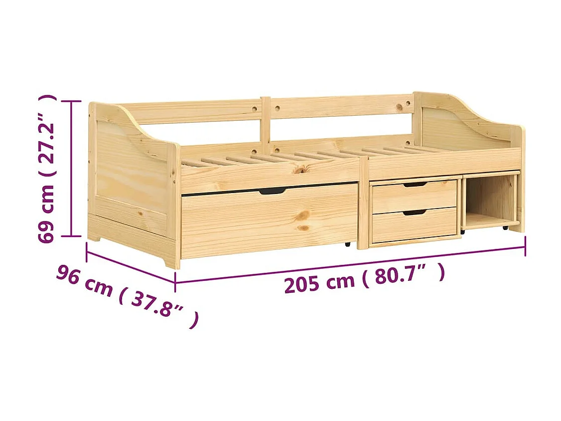 Cama de día con 3 cajones sin colchón IRUN 90x200 cm