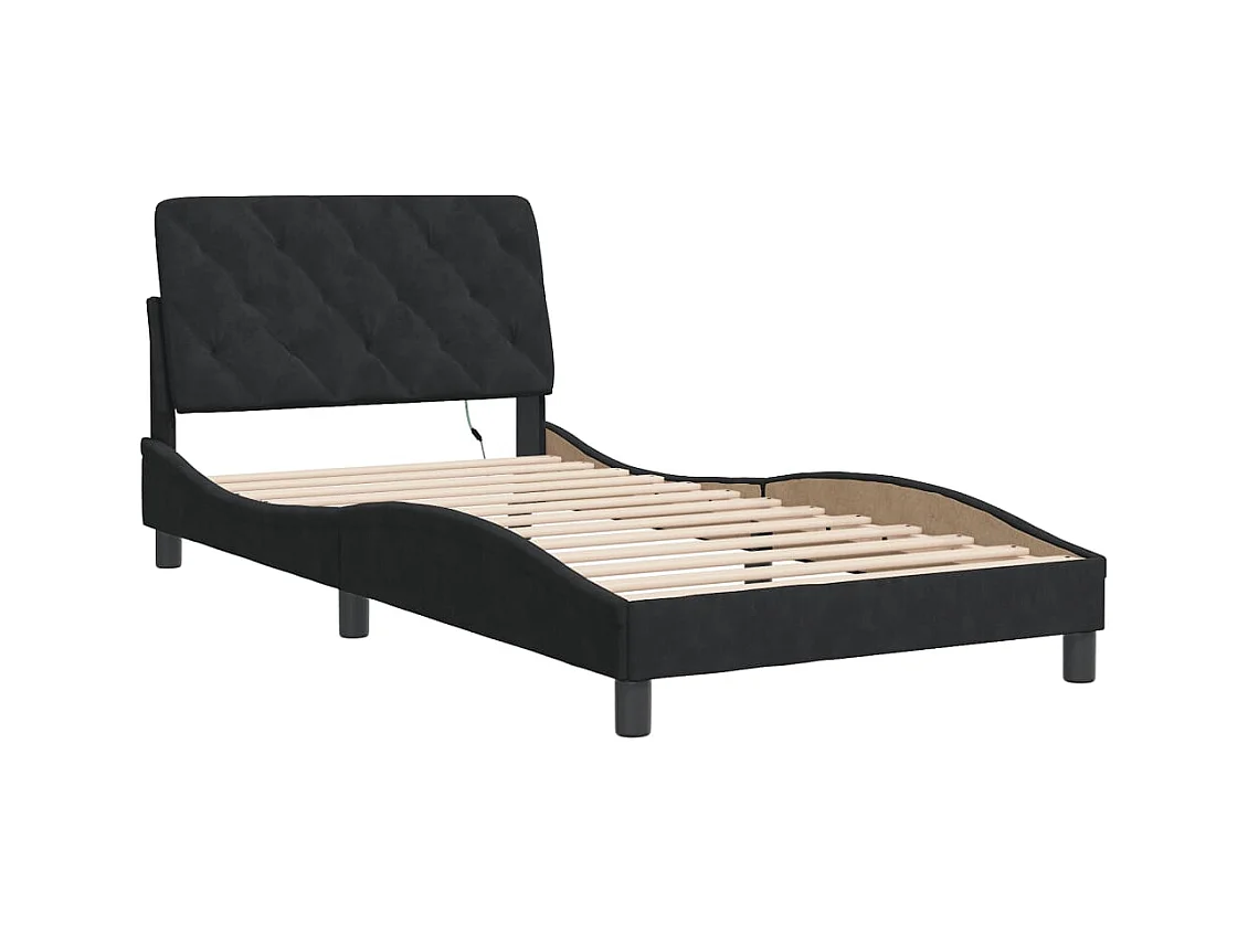 Cadre de lit avec LED sans matelas noir 100x200 cm velours