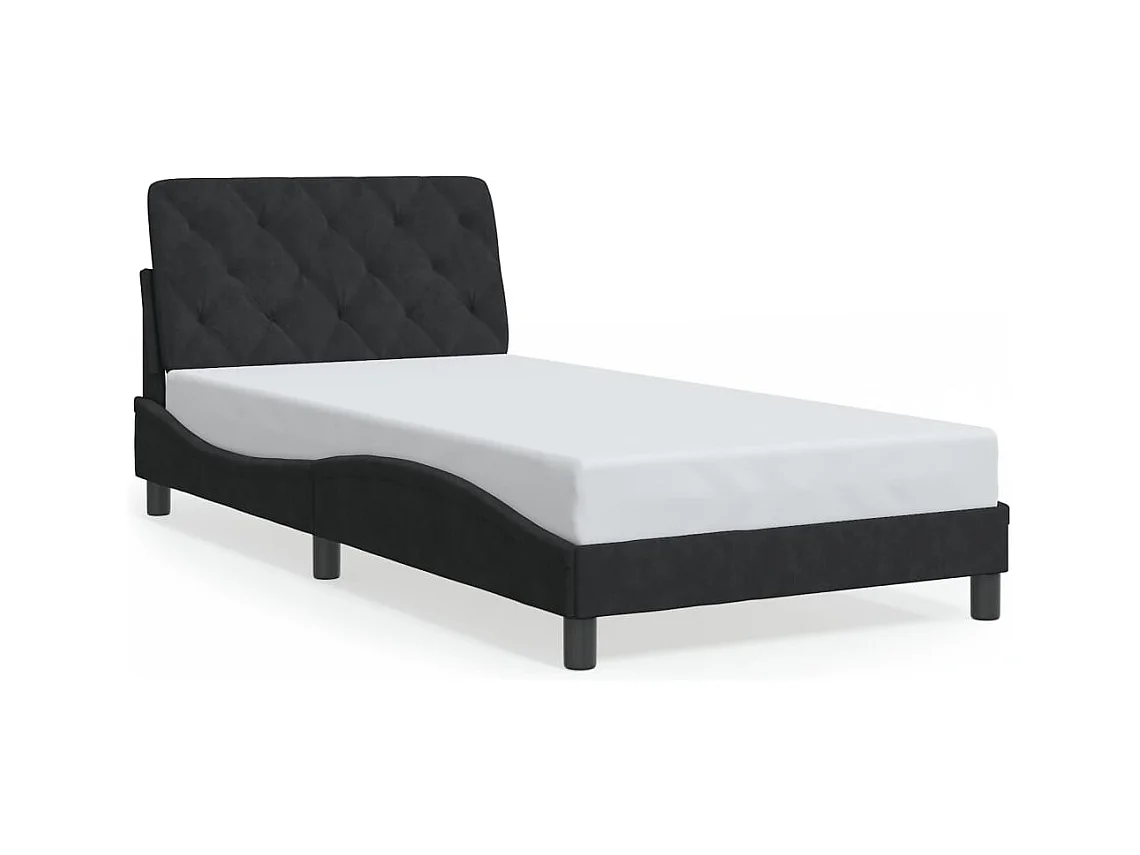 Cadre de lit avec LED sans matelas noir 100x200 cm velours